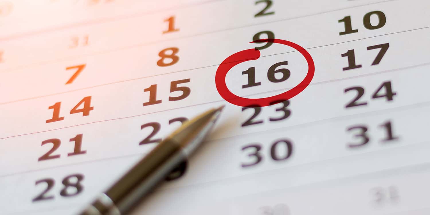 Image of a paper calendar with the number 16 circled, illustrating the importance of knowing your company's various due dates.