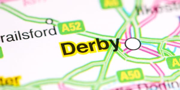 Map showing the the city of Derby.