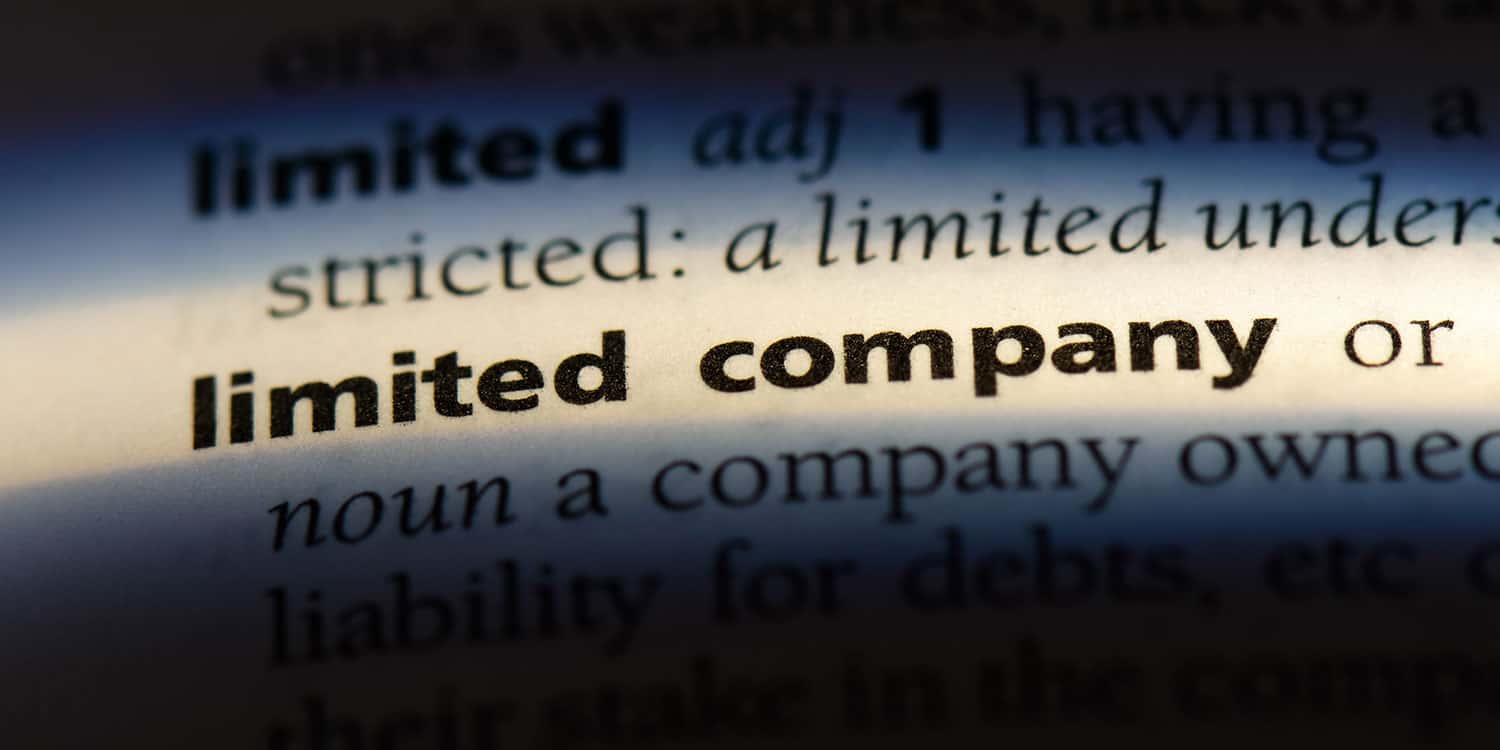 The words 'limited company' highlighted within a glossary of technical terms document.