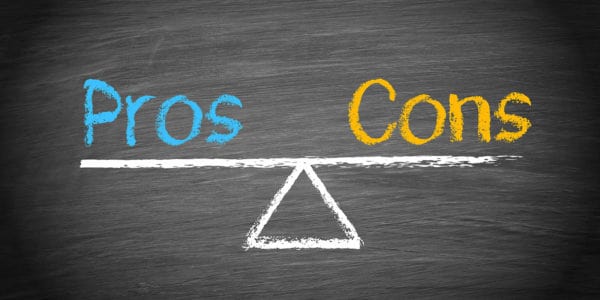 A scale weighing up the pros and cons - symbolic of the decision to be made between sole trader or limited company.