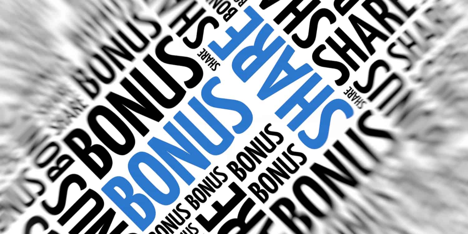 A marketing background with the words 'Bonus Issue' displayed multiple times in focus and blur