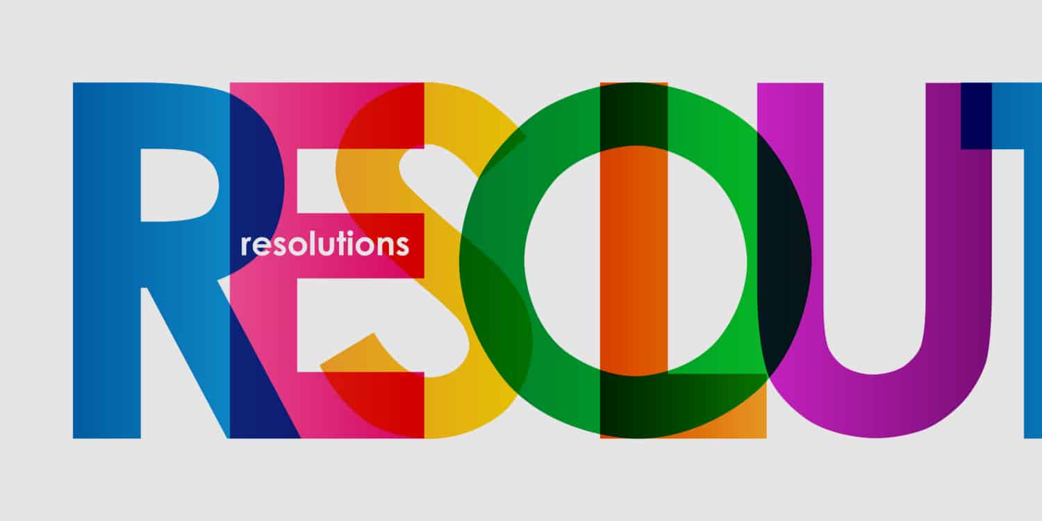 RESOLUTIONS letters banner in different colours - illustrating the company resolutions concept