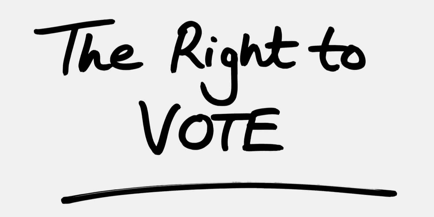 A white background with "The Right to Vote" in black, hand-written text, illustrating one of the rights of shareholders.