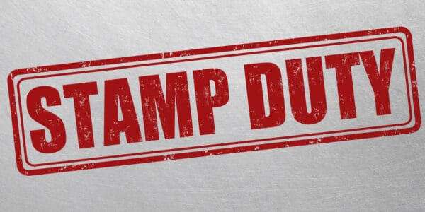 Stamp Duty rubber stamp on steel plate.