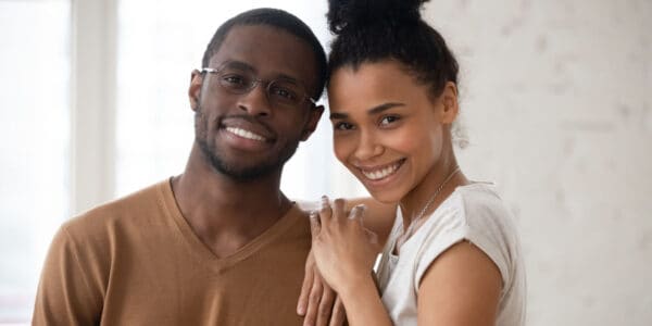 Head shot of happy spouses portrait concept.