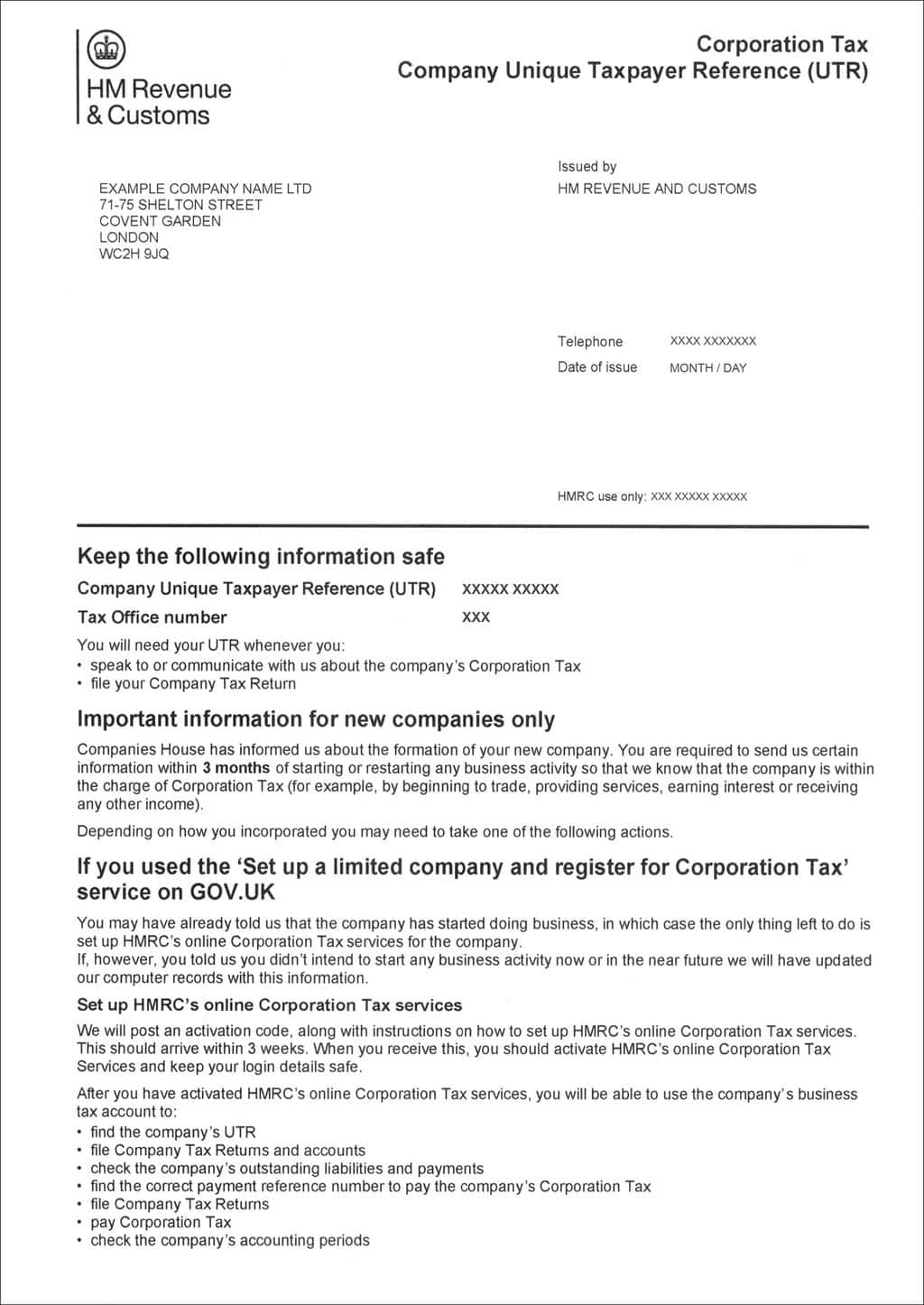 A screenshot of the first page of HMRC's first letter to a company