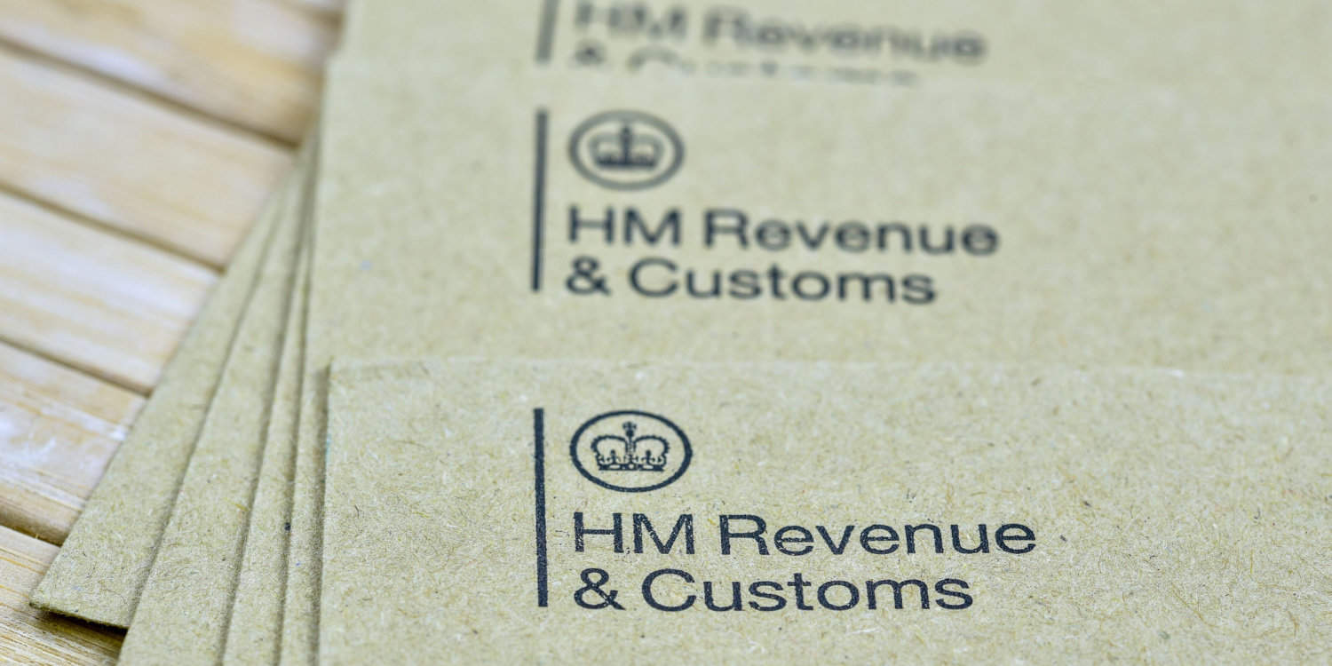 The logo of Her Majestys Revenue and Customs on envelopes.