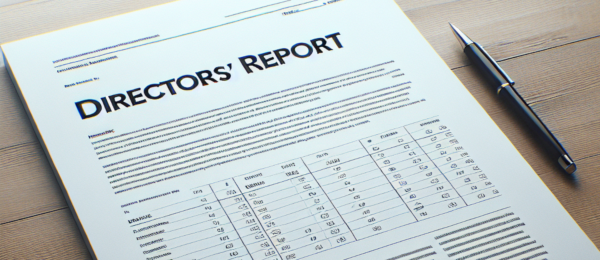A Director's Report form on a wooden table with a pen next to it