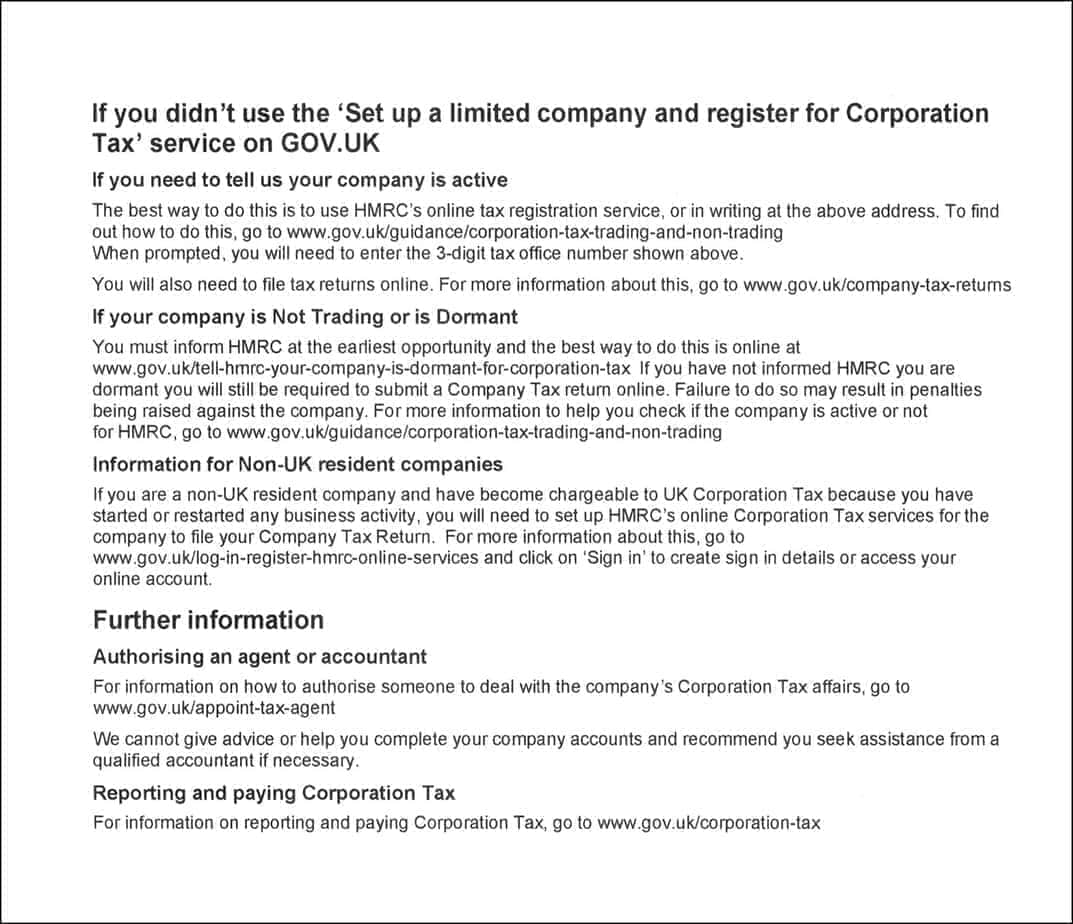 A screenshot of the second page of HMRC's first letter to a company