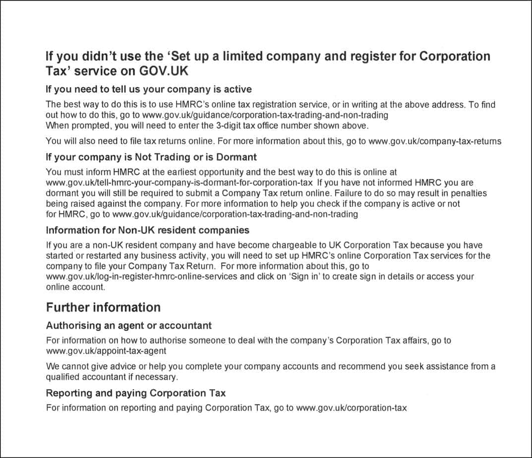 A screenshot of the second page of HMRC's first letter to a company