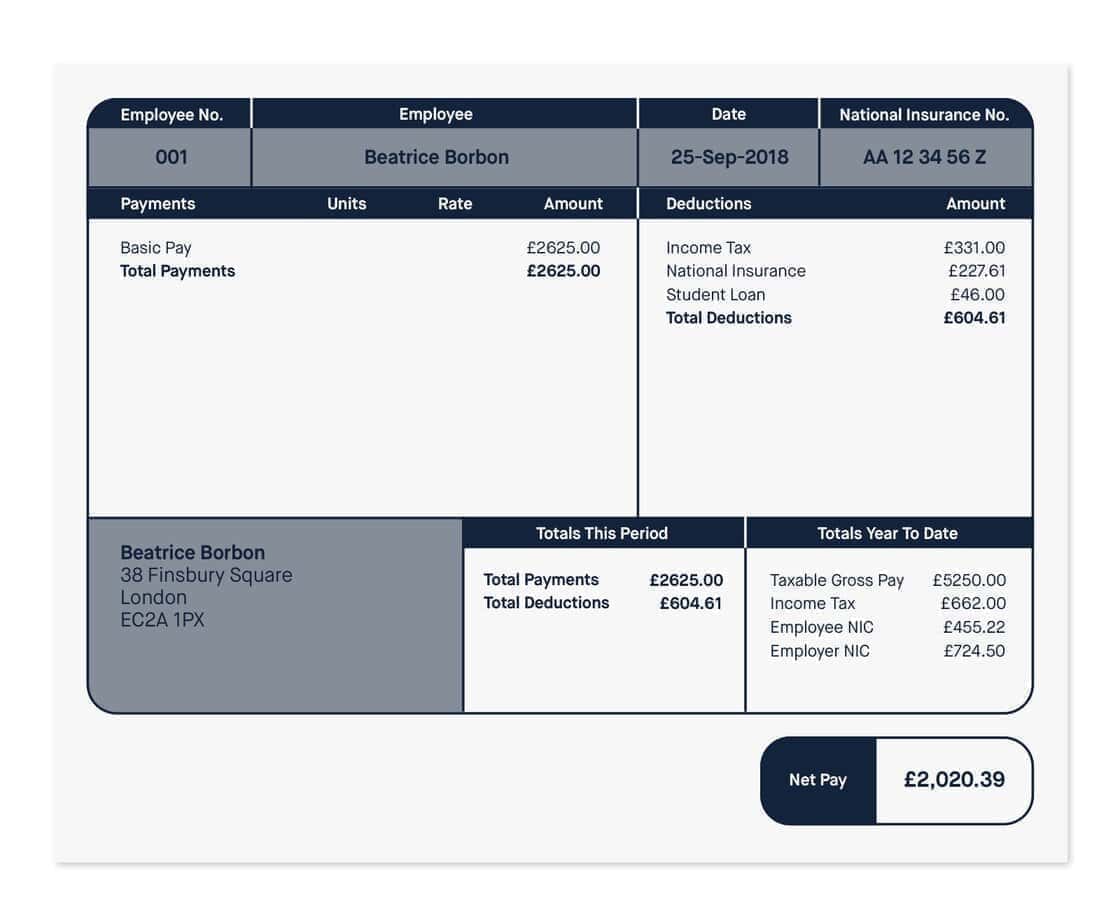 Illustration of a payslip